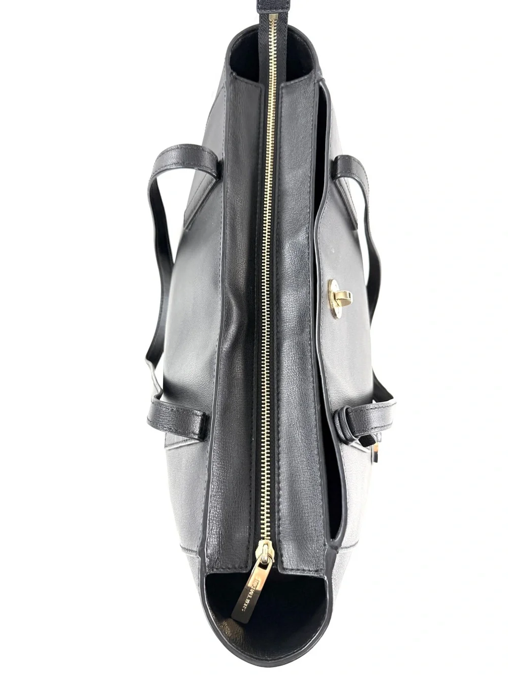 Michael Kors Rivington Black Saffiano Leather Large Tote Bag Brass Turn Lock